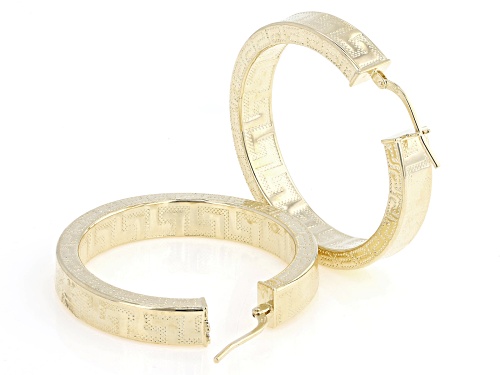 Pre-Owned Moda Al Massimo® 18k Yellow Gold Over Bronze Greek Key Hoop Earrings
