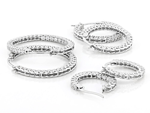 Pre-Owned Bella Luce® Ottone 6.22ctw Rhodium Plated Hoop Earrings- Set of 3 (5.04ctw DEW)