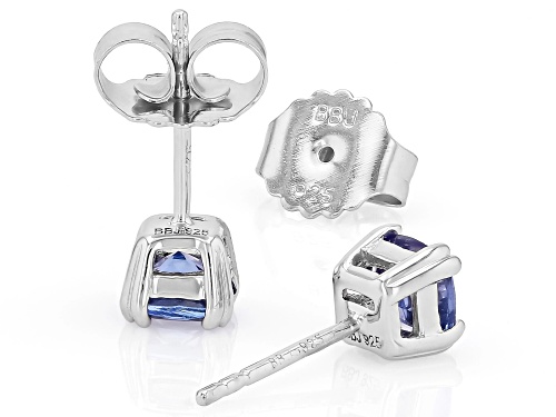 Pre-Owned 1.00ctw Tanzanite Platinum Over Sterling Silver Stud Earrings