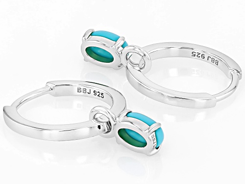 Pre-Owned 6x4mm Sleeping Beauty Turquoise Rhodium Over Sterling Silver Earrings