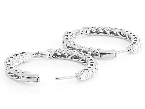 Pre-Owned Prazana®Lab-Grown Diamonds 3.00ctw Round White Diamond Platinum Over Silver Hoop Earrings,