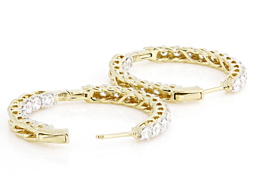 Pre-Owned Prazana®Lab-Grown Diamonds 3.00ctw Round White Diamond 14K Gold Over Silver Hoop Earrings,