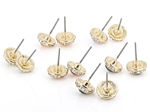 Pre-Owned Off Park® Collection, Multi-Color Crystal Gold Tone Halo Stud Earring Set of 6
