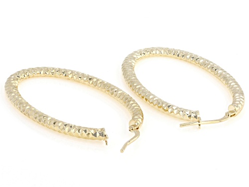 Pre-Owned Moda Al Massimo® 18k Yellow Gold Over Bronze Diamond Cut Oval Hoop Earrings