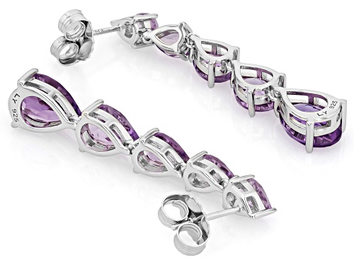 Pre-Owned 6.81ctw Canela Amethyst with Amethyst Rhodium Over Sterling Silver Earrings
