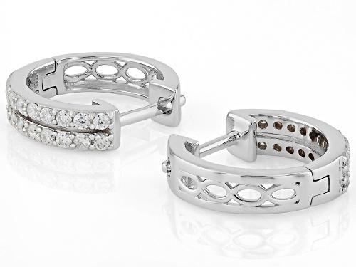 Pre-Owned MOISSANITE FIRE® 0.40CTW DEW ROUND BRILLIANT PLATINEVE® HOOP EARRINGS
