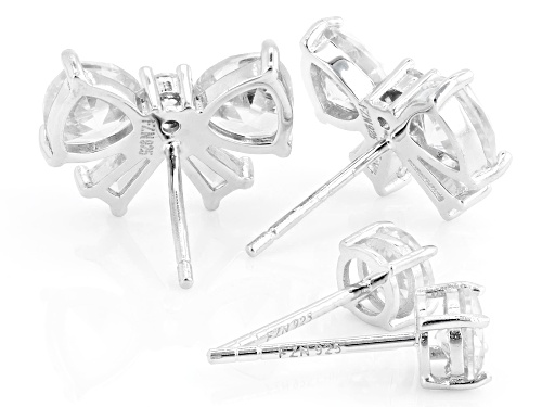 Pre-Owned Bella Luce® 7.07ctw White Diamond Simulant Rhodium Over Sterling Silver Bow Earring and St