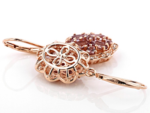 Pre-Owned 2.94ctw Color Shift Garnet & .41ctw White Zircon 18k Rose Gold Over Sterling Silver Dangle