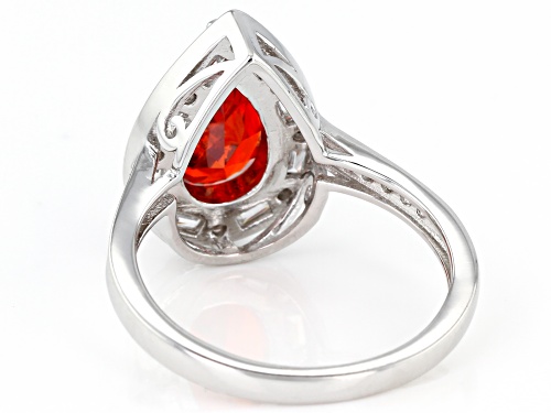Pre-Owned Bella Luce ® 5.06ctw Orange Sapphire And White Diamond Simulants Rhodium Over Sterling Sil - Size 10