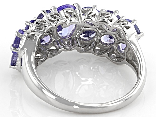 Pre-Owned 2.36ctw Oval Tanzanite with .04ctw Round White Zircon Rhodium Over Sterling Silver Band Ri - Size 7