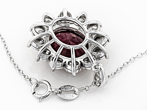 Pre-Owned 4.95CT INDIAN RUBY WITH .07CTW WHITE DIAMOND ACCENT RHODIUM OVER SILVER PENDANT WITH CHAIN