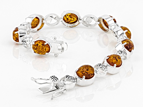 Pre-Owned 9x7mm Oval Amber rhodium over Sterling Silver Bracelet - Size 8