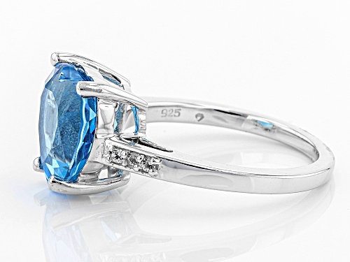 Pre-Owned 5.65ct heart shape Swiss blue topaz with .05ctw White topaz sterling silver ring - Size 6