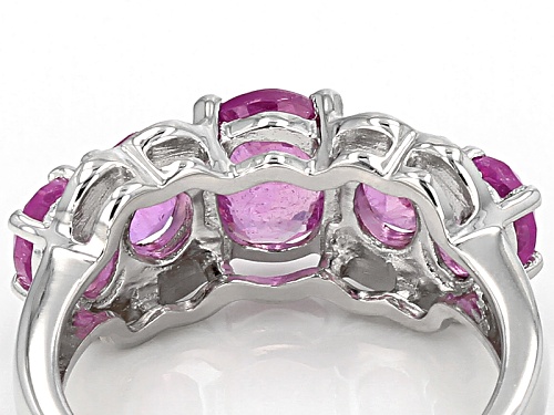 Pre-Owned 3.92ctw Oval Pink Mahaleo Sapphire™ Sterling Silver 5-Stone Ring - Size 9