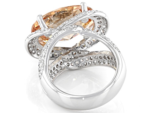 Pre-Owned Charles Winston for Bella Luce ® Champagne And White Diamond Simulants Rhodium Over Sterli - Size 7