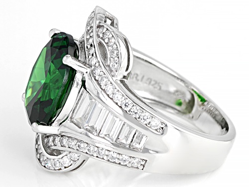 Pre-Owned Bella Luce ® Emerald and White Diamond Simulants Rhodium Over Sterling Silver Ring 10.54ct - Size 9