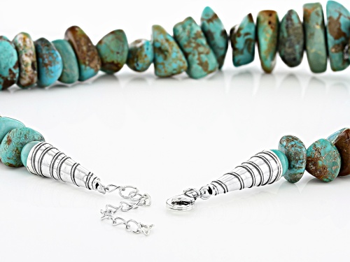 Pre-Owned Southwest Style By JTV™ Mixed Shaped Free form Turquoise Rhodium Over Silver Necklace - Size 18
