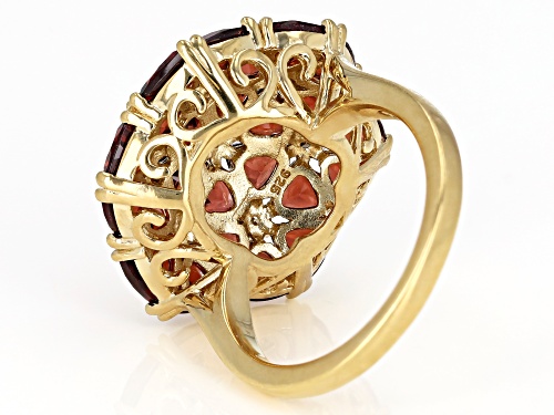 Pre-Owned 6.12CTW VERMELHO GARNET(TM) WITH .06CTW CHAMPAGNE DIAMOND ACCENT 18K GOLD OVER SILVER RING - Size 7