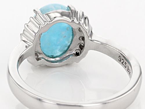 Pre-Owned 2.76ct Oval Hemimorphite With .13ctw Round White Zircon Sterling Silver Ring - Size 8