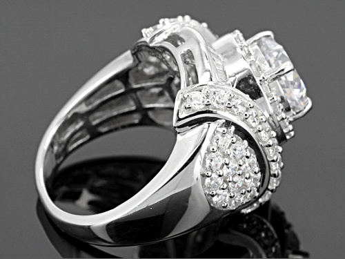 Pre-Owned Bella Luce ® 7.54ctw Diamond Simulant Round & Baguette Rhodium Over Silver Ring (4.26ctw D - Size 10
