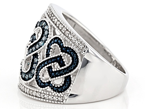 Pre-Owned 0.50ctw Round Blue Velvet Diamonds™ And White Diamond Rhodium Over Sterling Silver Heart B - Size 9