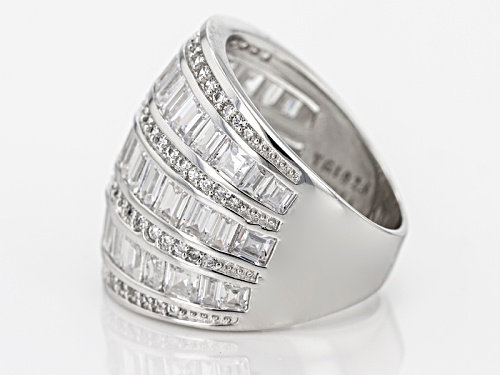 Pre-Owned Bella Luce ® 6.50ctw Baguette And Round Rhodium Over Sterling Silver Ring - Size 8