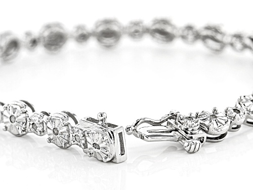 Pre-Owned 0.50ctw Round White Diamond Rhodium Over Sterling Silver Tennis Bracelet - Size 7.25