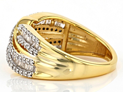 Pre-Owned Engild™ 0.70ctw Baguette And Round White Diamond 14K Yellow Gold Over Sterling Silver Ring - Size 6