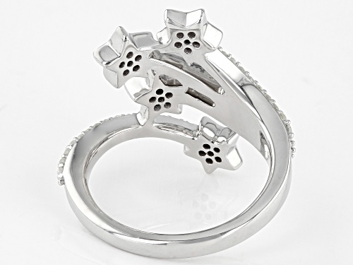 Pre-Owned 0.50ctw Round White Diamond Rhodium Over Sterling Silver Star Bypass Ring - Size 7