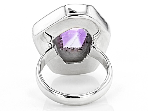 Pre-Owned Artisan Collection Of India™ Free Form Chevron Lace Amethyst Slice Sterling Silver Solitai - Size 7