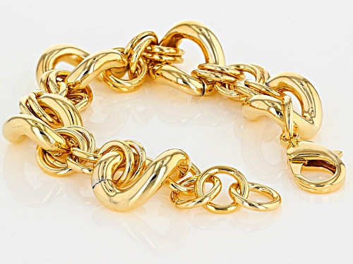 Pre-Owned Moda Al Massimo® 18k Yellow Gold Over Bronze Designer Twisted Curb 7 Inch Bracelet - Size 7