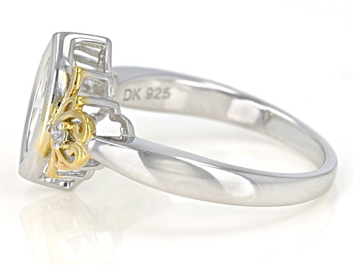 Pre-Owned 1.25CT STRONTIUM TITANATE & ZIRCON RHODIUM & 18K YELLOW GOLD OVER SILVER RING - Size 7