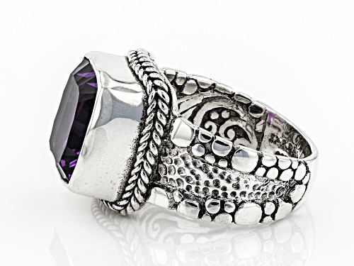 Pre-Owned Artisan Collection Of Bali™ 4.17ct Rectangular Cushion Amethyst Sterling Silver Solitaire - Size 8
