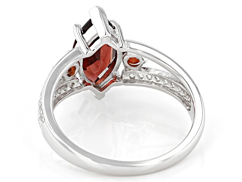 Pre-Owned 1.81ctw Garnet with 0.34ctw White Zircon rhodium over sterling silver ring - Size 6