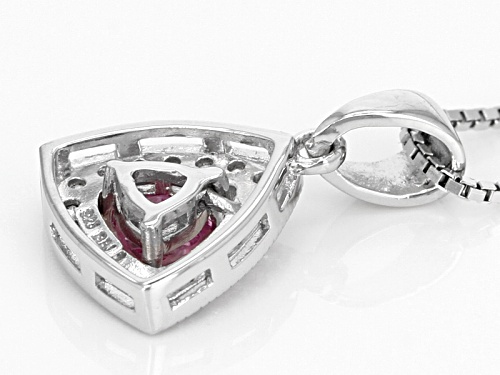 Pre-Owned .25ct Trillion Pink Sapphire With .13ctw Round White Zircon Sterling Silver Pendant With C