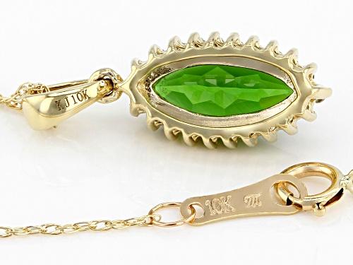 1.10ct Marquise Chrome Diopside With .09ctw Champagne Diamond Accent 10k Yellow Gold Pendant & Chain