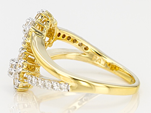 Pre-Owned Moissanite Fire® .94ctw Dew Round 14k Yellow Gold Over Silver Ring - Size 7