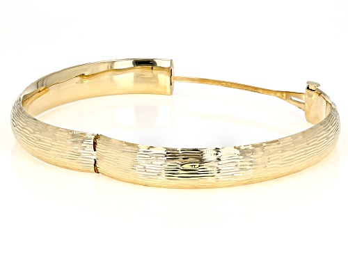 Pre-Owned 14K Yellow Gold Lined Cut Design Hinged Bracelet 7 Inches - Size 7.5