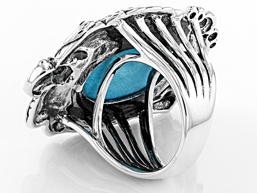 Pre-Owned Southwest Style By Jtv™ Oval Sleeping Beauty Turquoise Sterling Silver Solitaire Ring - Size 7
