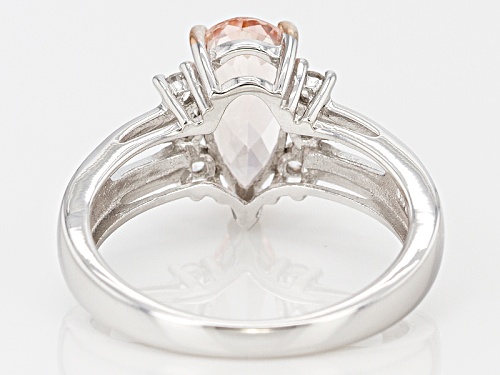 Pre-Owned 1.40ct Pear Shape Morganite With .27ctw Round White Zircon Sterling Silver Ring - Size 11
