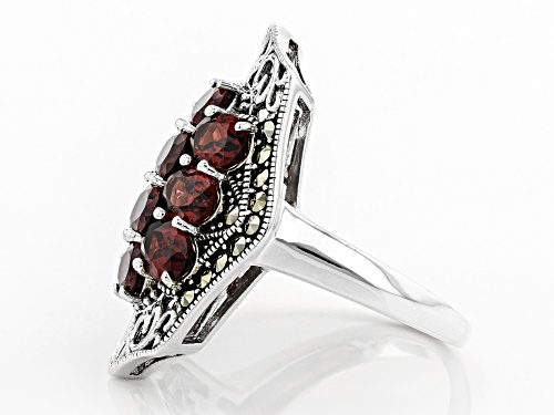 Pre-Owned 4.76CTW OVAL VERMELHO GARNET(TM) WITH MARCASITE RHODIUM OVER STERLING SILVER RING - Size 8