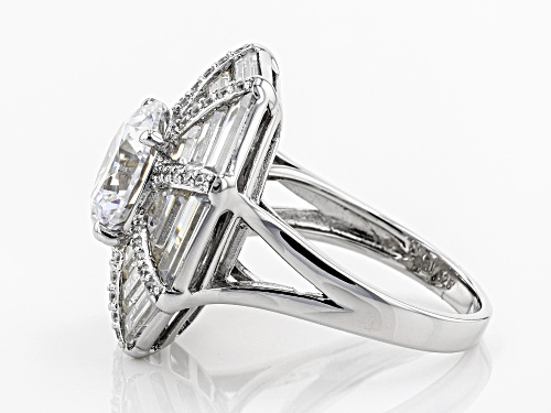 Pre-Owned Bella Luce ® 12.37CTW White Diamond Simulant Rhodium Over Sterling Silver Ring (10.77CTW D - Size 10