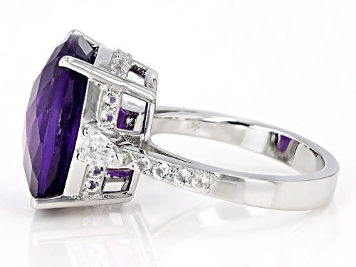 Pre-Owned 8.00ctw Amethyst And White Topaz Rhodium Over Sterling Silver Ring - Size 7
