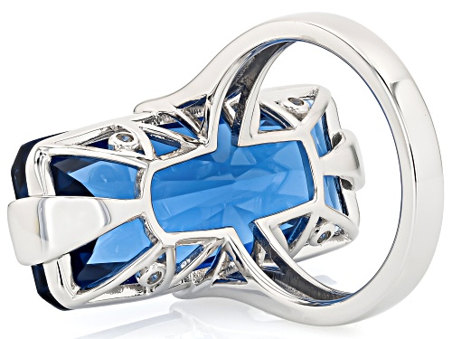 Pre-Owned 20.40ct Rectangular Lab Created Blue Spinel With .06ctw White Zircon Rhodium Over Silver R - Size 9
