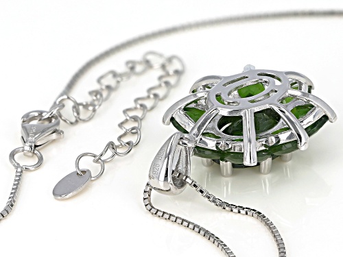 Pre-Owned 5.62CTW OVAL, HEART AND PEAR SHAPE RUSSIAN CHROME DIOPSIDE RHODIUM OVER SILVER PENDANT W/C