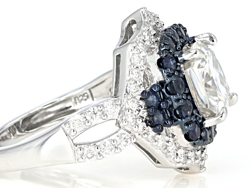 Pre-Owned MOISSANITE FIRE(R) 2.98CTW DEW AND .92CTW BLUE SAPPHIRE PLATINEVE(R) RING - Size 10