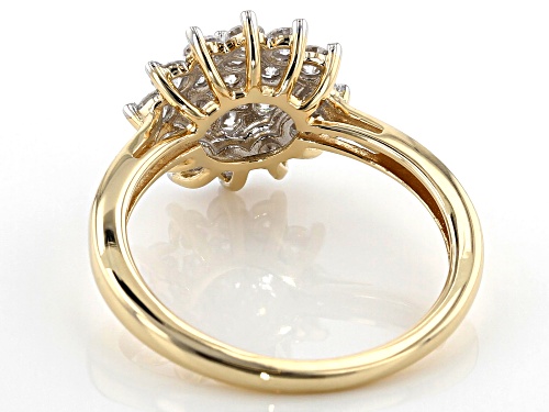 Pre-Owned MOISSANITE FIRE(R) .76CTW DEW ROUND 14K YELLOW GOLD RING - Size 7