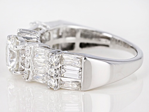 Pre-Owned MOISSANITE FIRE® 2.64CTW DEW ROUND AND BAGUETTE PLATINEVE® RING - Size 11