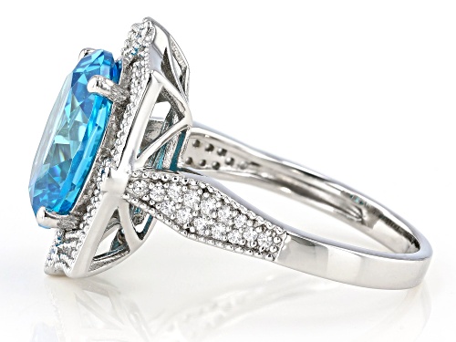 Pre-Owned Bella Luce ® Esotica™ 7.77ctw Neon Apatite And White Diamond Simulants Rhodium Over Silver - Size 7