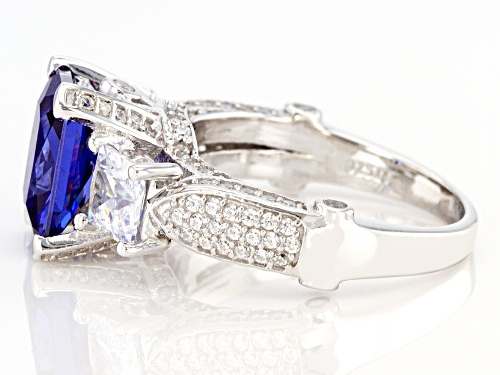 Pre-Owned Bella Luce ® Esotica™ 8.04ctw Tanzanite And White Diamond Simulants Rhodium Over Silver Ri - Size 9